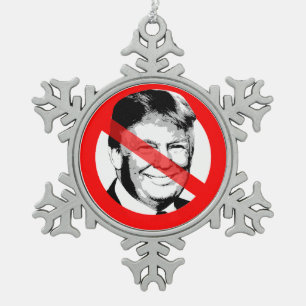 Anti Donald Trump hat das Gesicht verdrängt Schneeflocken Zinn-Ornament