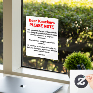 Anti-Door-Knockers-Zeichen Fensteraufkleber