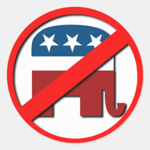 ANTI-ELEPHANT/ANTI-REPUBLICAN RUNDER AUFKLEBER