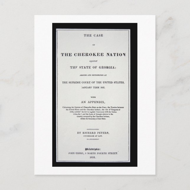 Anti-Entzugstrakt, von Cherokee Nation, als Reakti Postkarte (Vorderseite)