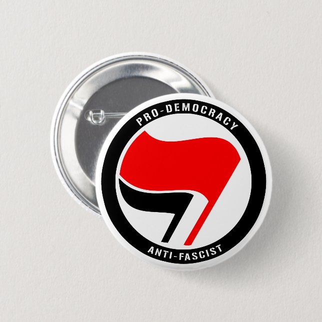 Anti-Faschismus Pro Demokratie Button (Vorne & Hinten)