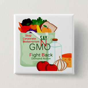 Anti-GMO Gentically geänderter Nahrungsmittelknop Button