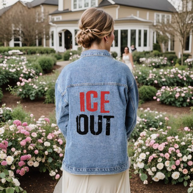 Anti ICE Out Political Activism Protest Jeansjacke (Hochzeit Rückseite)