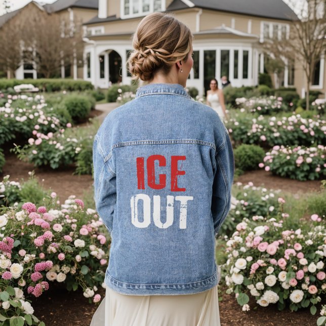 Anti ICE Out Political Activism Protest Jeansjacke (Hochzeit Rückseite)