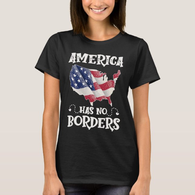 Anti Immigration Reform America No Border USA Flag T-Shirt (Vorderseite)