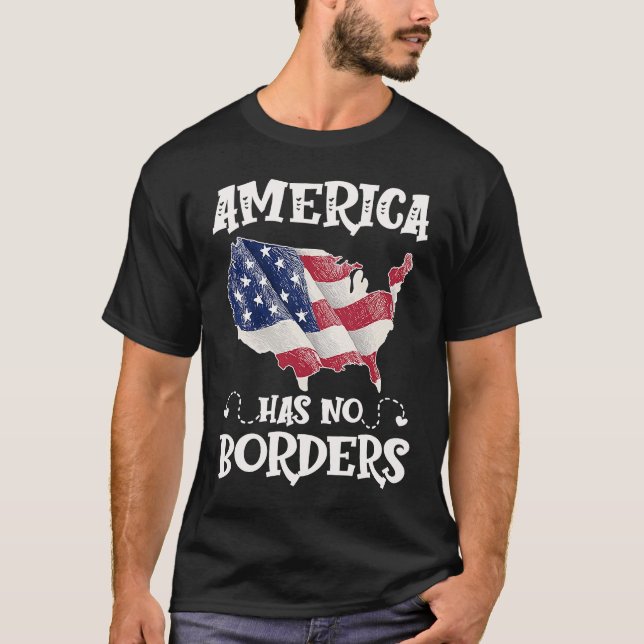 Anti Immigration Reform America No Border USA Flag T-Shirt (Vorderseite)
