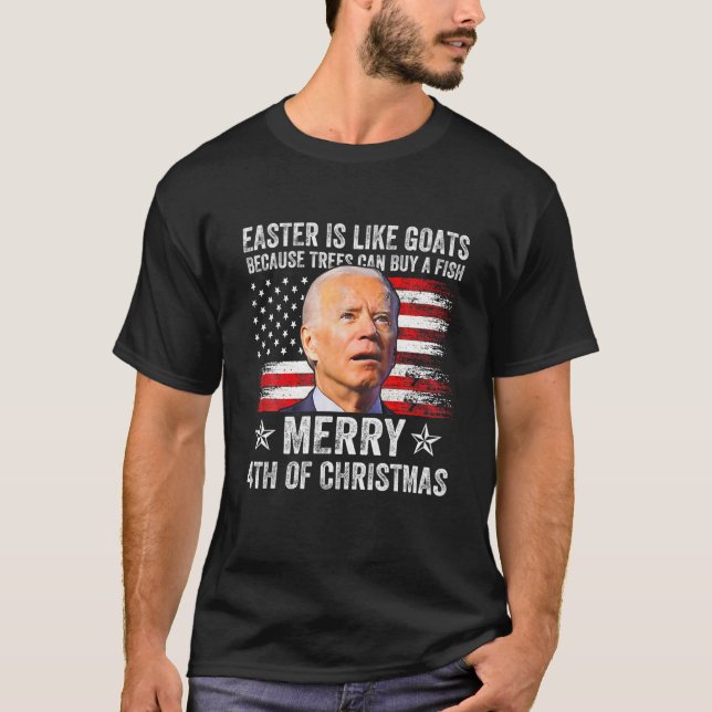 Anti Joe Biden Merry 4th of Christmas 4. Juli T-Shirt (Vorderseite)