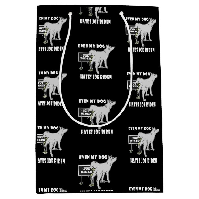 Anti Joe Biden My Dog hasst biden politischen Humo Mittlere Geschenktüte (Vorderseite)