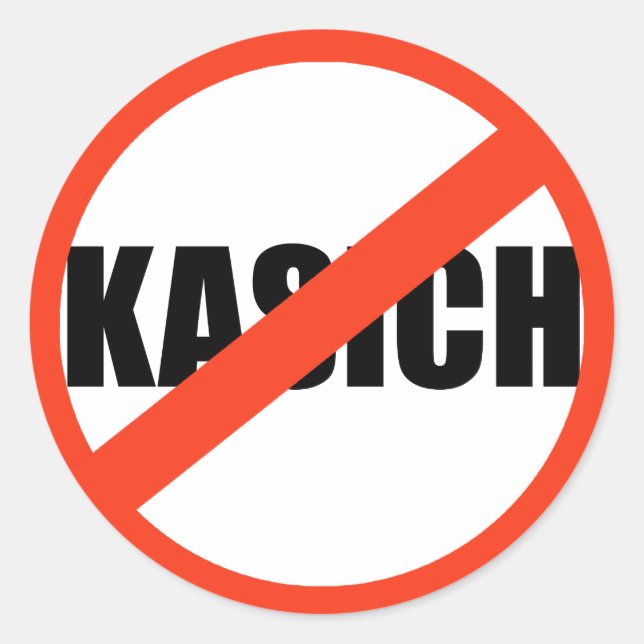 ANTI-KASICH RUNDER AUFKLEBER (Vorderseite)