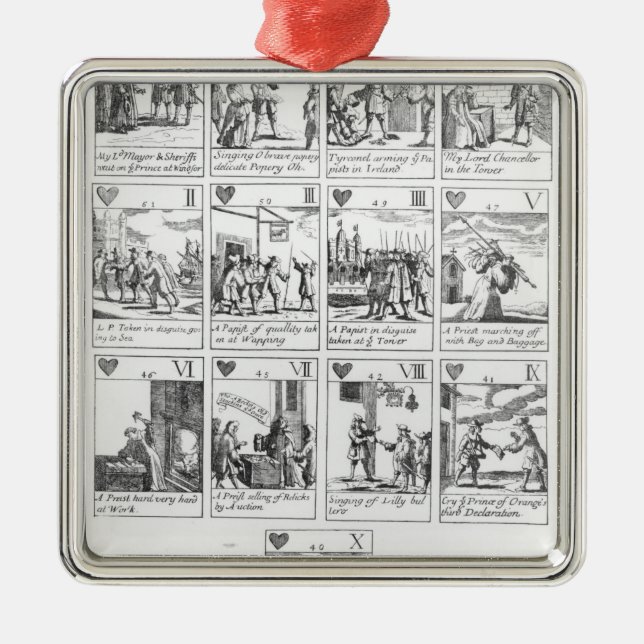 Anti-katholische gedenkende Spielkarten Ornament Aus Metall (Vorne)