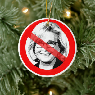 Anti Liz Cheney überquerte das Gesicht Keramik Ornament