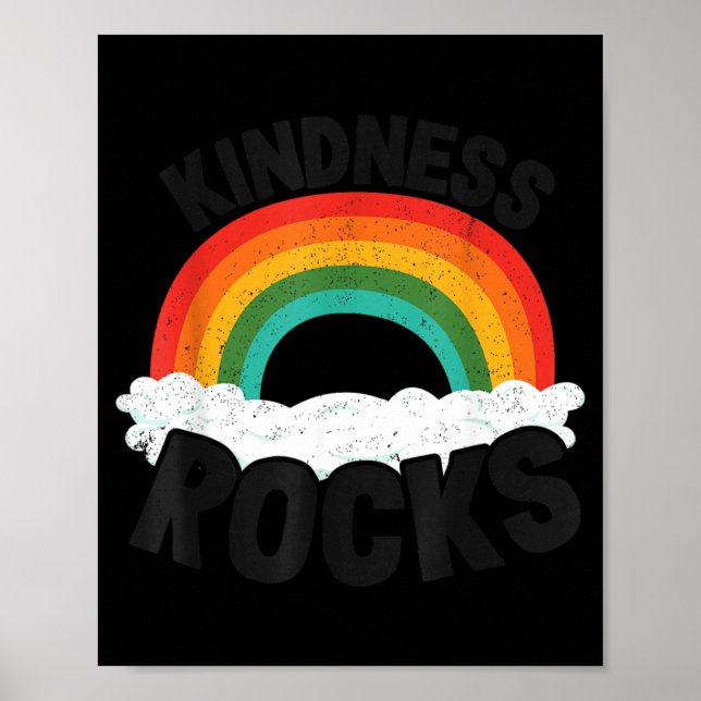 Anti-Mobbing-Hippie-Retro-Lehrer-Regenbogen Poster (Vorne)