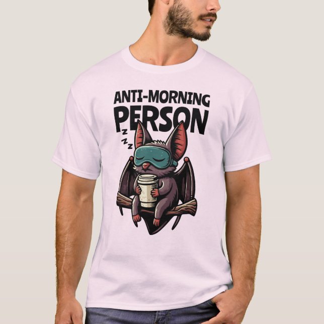 Anti-Morning Person – Bat with Sleep Mask T-Shirt (Vorderseite)