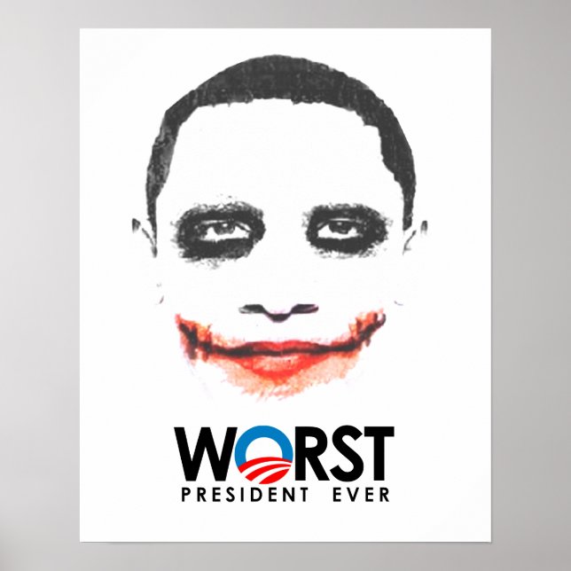 Anti-Obama - Der schlimmste Präsident je schwarz Poster (Vorne)