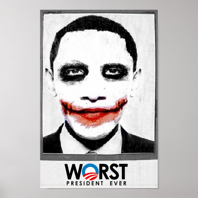 Anti-Obama - Der schlimmste Präsident je schwarz Poster (Vorne)