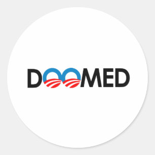 ANTI-OBAMA - DOOMED BLACK-.png Runder Aufkleber