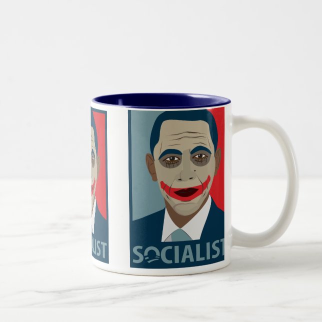 Anti-Obama-Joker-Sozialist Zweifarbige Tasse (Rechts)