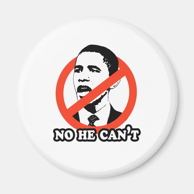 ANTI-OBAMA / NEIN ER KANN NICHT T - SHIRT MAGNET (Vorne)