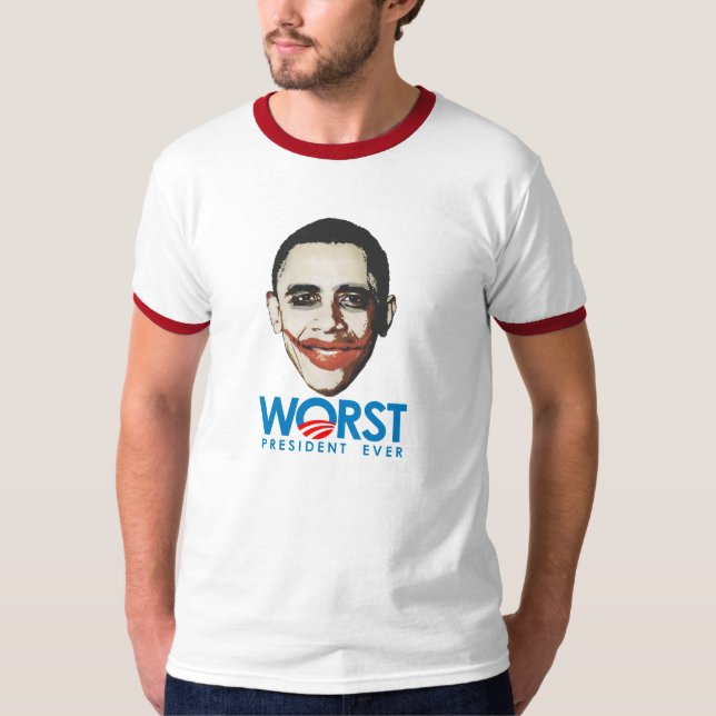 Anti-Obama - schlechtester Präsident Ever T-Shirt (Vorderseite)