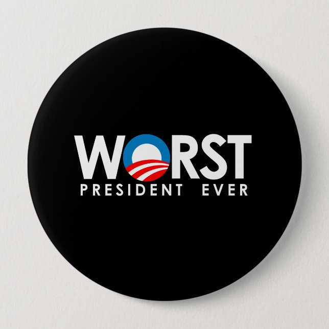 Anti-Obama - schlechtestes Weiß Präsidenten Ever Button (Vorderseite)