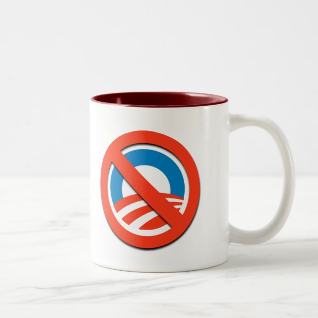 Anti-Obama-T - Shirts, Knöpfe, Aufkleber Zweifarbige Tasse (Rechts)