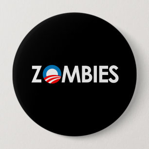 Anti-Obama - Zombies weiß Button