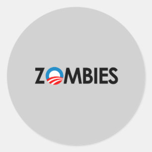 Anti-Obama - Zombieschwarzes Runder Aufkleber