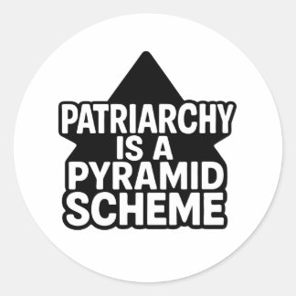 Anti-Patriarchat-Pyramidensystem in Schwarz und We Runder Aufkleber