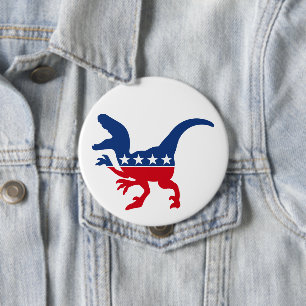 Anti-Politics Patriotic T-Rex Button
