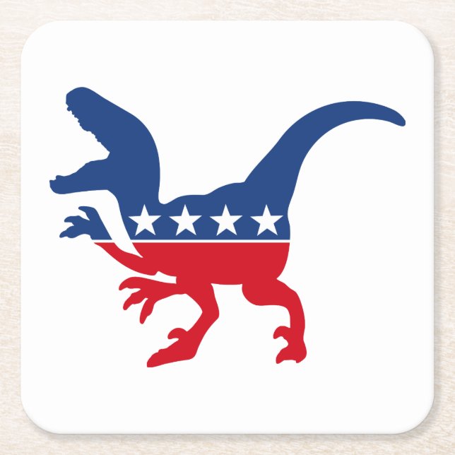 Anti-Politics Patriotic T-Rex Rechteckiger Pappuntersetzer (Vorderseite)