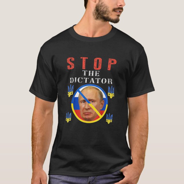 Anti Putin, stoppen Putin Ukraine Stolperflagge fr T-Shirt (Vorderseite)