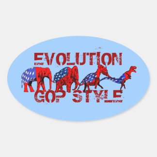 Anti-Republikaner-Evolution-Satire Ovaler Aufkleber