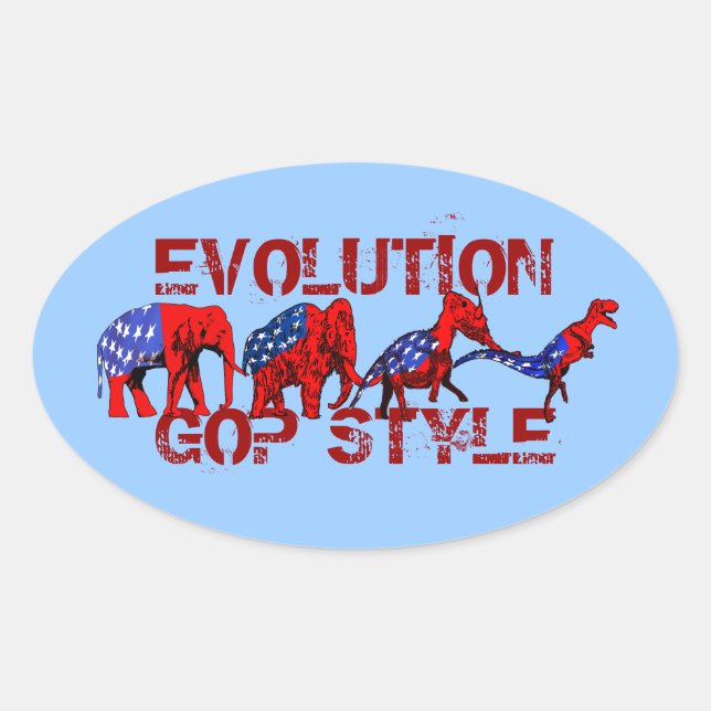 Anti-Republikaner-Evolution-Satire Ovaler Aufkleber (Vorderseite)