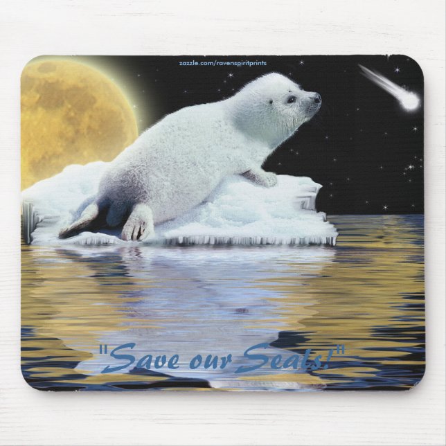 Anti-Sealhunt Niedlich Harp Siegel Wildlife Mouse  Mousepad (Vorne)