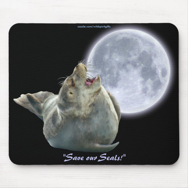 Anti-Sealhunt Siegel-Pup & Moon Wildlife Mousepad (Vorne)