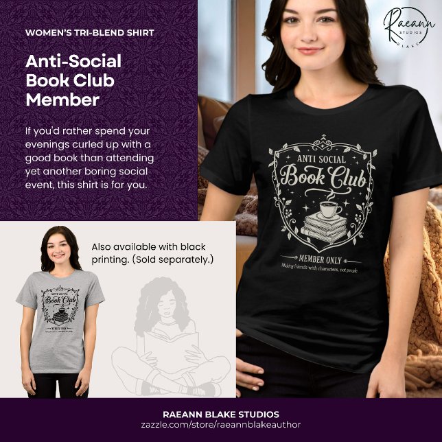 Anti-Social Book Club Member Women's (White Print) Tri-Blend Shirt (Von Creator hochgeladen)