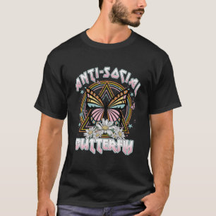 Anti-Social Butterfly Funny Retro Vintages Design T-Shirt