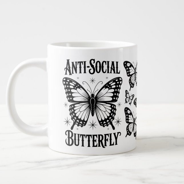 Anti-Social Butterfly Introvert Cup Spezialität Ta Jumbo-Tasse (Links)
