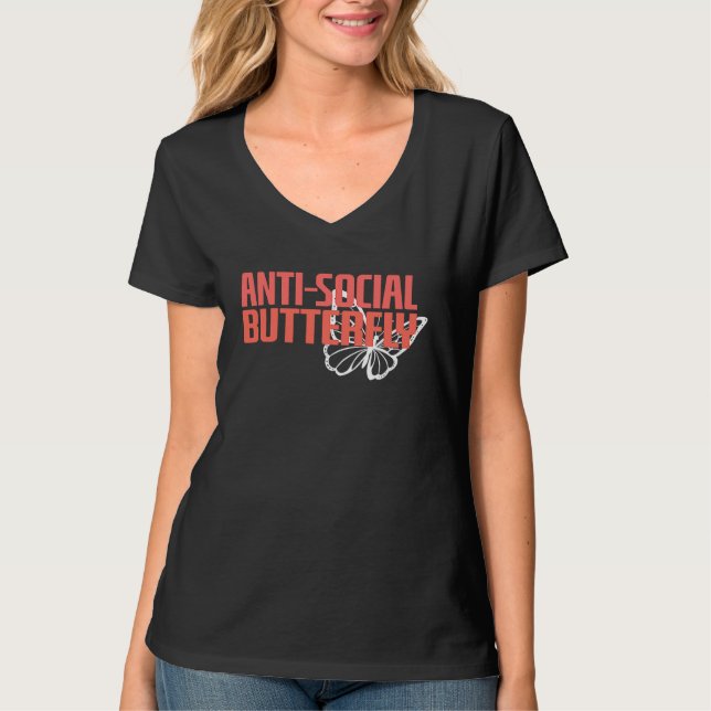 Anti Social Butterfly  Introvert Social Distancing T-Shirt (Vorderseite)