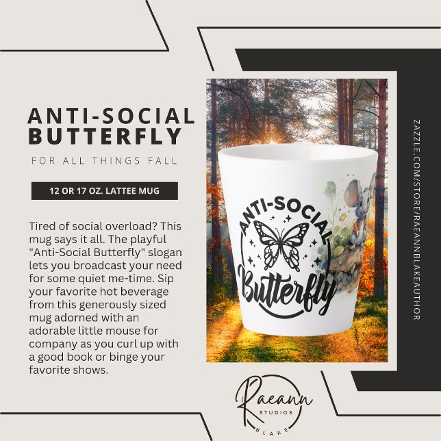 Anti-Social Butterfly Latte-Tasse Milchtasse (Von Creator hochgeladen)