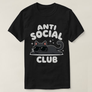 Anti Social Club Coole schwarze Katze Parodie T-Shirt