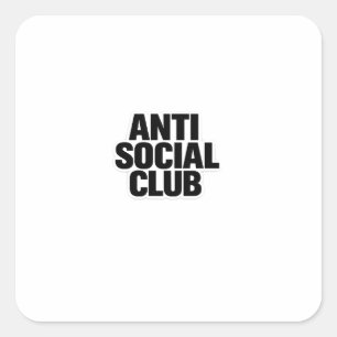 Anti Social Club Lustiger Introvert Minimalistisch Quadratischer Aufkleber