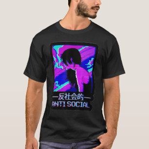 Anti-Social-Japanisch Text Ästhetik Vaporwave Gif T-Shirt