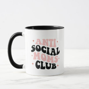 Anti Social Mama Club Retro Rosa Typografie Tasse