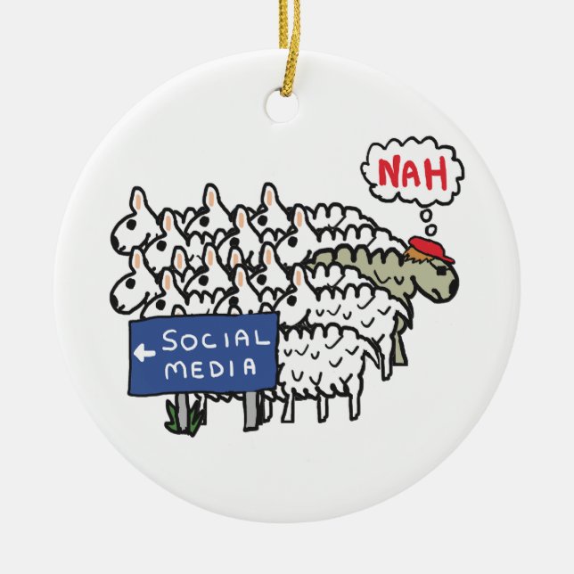 Anti-Social-Media Keramik Ornament (Vorne)