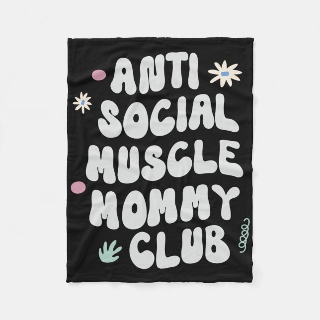 Anti Social Muscle Mommy Club Gym Funny Tee Bodybu Fleecedecke (Vorderseite)
