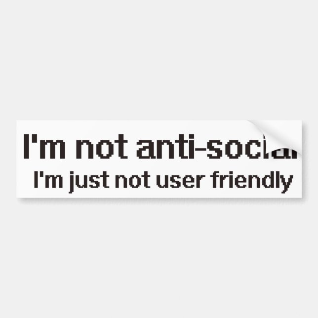Anti-Social Techie Geek Autoaufkleber (Vorne)