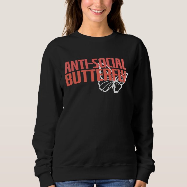 Anti Soziale Motte  Introvertierte soziale Distanz Sweatshirt (Vorderseite)