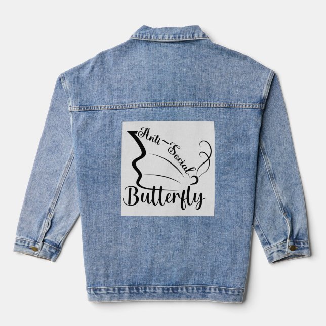 Anti-Sozialer Schmetterling Jeansjacke (Rückseite)