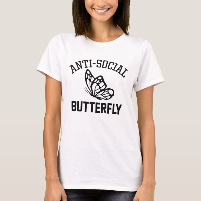 Anti-Sozialer Schmetterling T-Shirt (Vorderseite)